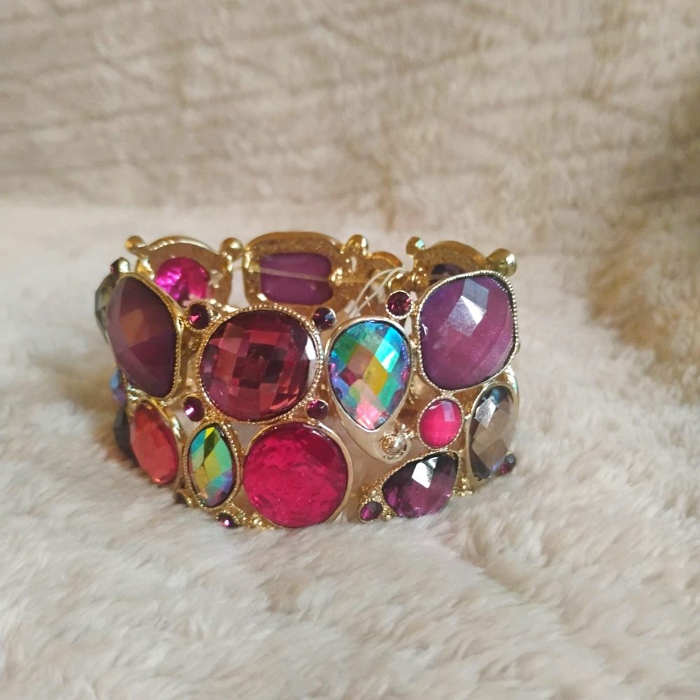 Multicolor Gemstone Statement Bracelet - image 5